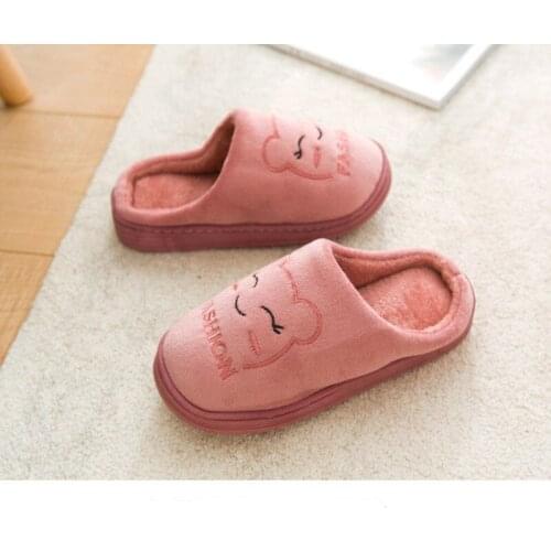 New cotton slippers wholesale couple plush non-slip warm home cotton drag female embroidery half bag with cotton trailer winter