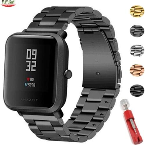 20mm/22mm band For Amazfit GTS/2/2e/GTS2 Mini/GTR 42mm/47mm/GTR2/2e/stratos 2/3 stainless steel Watch Bracelet Amazfit bip strap