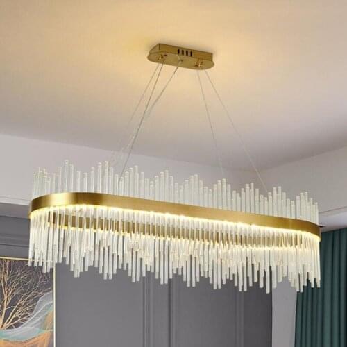 Luxury Lustre Gold Pendant Light Led G9 Luminaires Fixtures Hanging Lamp Living Room Led Pendant Lamp Glass Tubes Suspend Lamp