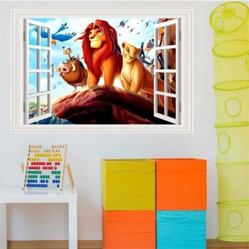 Simba the Lion King Wall Stickers For Kids Room Decoration Home Bedroom PVC Decor Movie Mural Wall Art Decals