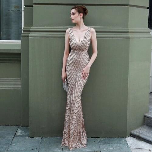Evening Dress V-Neck Mermaid Evening Dresses Long Floor-Length Formal Dresses Evening Gown