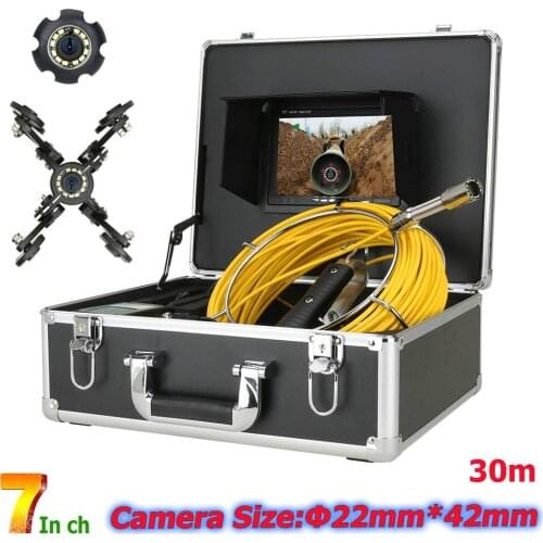 7" Monitor Pipe Inspection Video CameraIP68 HD 1000TVL Drain Sewer Pipeline Industrial Endoscope System with 12PCS LED Lights