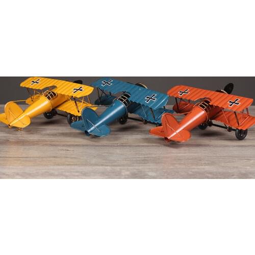 Vintage Style Iron Helicopter Mould Heavy Duty Metal Airplane Model Two Wings High Quality Desk Aircraft Decor Home & Shop Decor