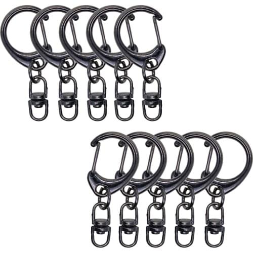 10 Pcs Black Lobster Clasp Keychain Zinc Alloy Snap Hook Key Chain Rings Bag Parts for Car Home Keys Organization DIY Jewelry