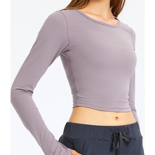 Nepoagym MOVEMENT Long Sleeve Crop Woman Top Shirts Brushed Women Sport Top Round Neck Compression Shirts Yoga Athletic Running