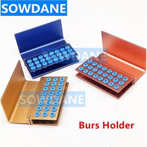 24 Holes Dental Burs Block Holder Disinfection and Autoclave Burs Holder Aluminum