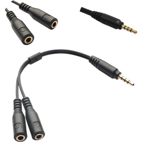 1PC 3.5mm 1 To 2 Dual Y Audio Headset Jack Splitter Share Cable Adapter Black Connector Earpiece for Earphone Headphone