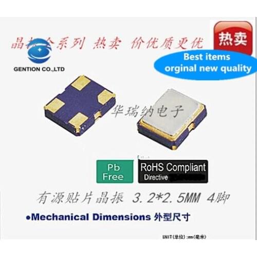 10pcs 100% orginal new 3225 Active SMD Crystal Oscillator 28M 28MHZ 28.000MHZ 3.3V 5V 1.8V Original Import