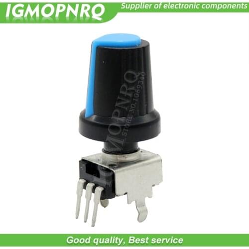 10PCS RV09 Vertical 1K ~ 500K Ohm Adjustable Resistor 3pin Seal Potentiometer for Arduino with knob Blue cap (5PCS+5PCS)