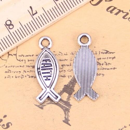 16pcs Charms fish faith 25x9mm Antique Pendants,Vintage Tibetan Silver Jewelry,DIY for bracelet necklace