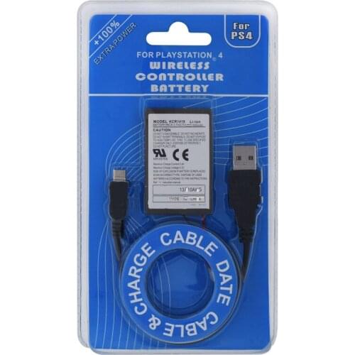 2pcs 2000mAh 3.7V Battery for Sony PlayStation4 PS4 Wireless Controller Rechargeable Li-Ion Batteries Charger Cable KCR1410