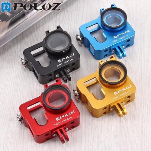 PULUZ for Go Pro Accessories Housing Shell Aluminum Alloy Protective Case Cage W/ UV Lens Filter Lens Cap for GoPro HERO4 HERO 4