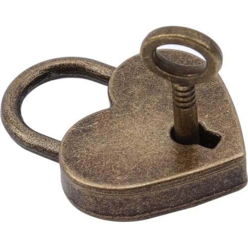 Antique Bronze Furniture Heart Shape Lock Ornaments Luggage Zinc Alloy Padlock For Women Bag Lock Hardware Accessories