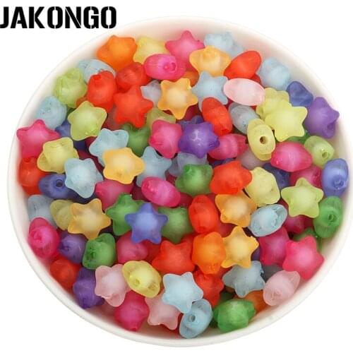 JAKONGO Colorful Mix Acrylic Star Scrub Loose Beads for Making Bracelets Accessories Craft DIY Jewelry Findings 14/12mm