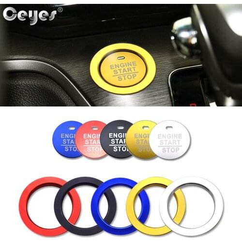 Ceyes 1pc Car Engine Ignition Start Stop Push Button Cover Ring Accessories Fit For Honda Civic Fit 2018 Auto Decoration Styling