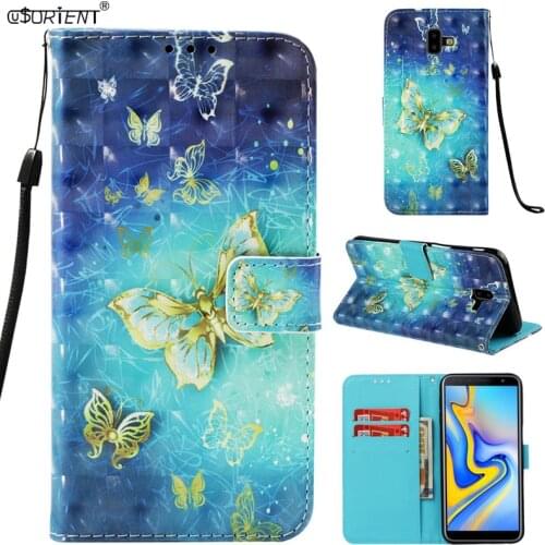 For Samsung Galaxy J6 Plus J6+ PU Leather Flip Case J610 SM-J610FN/DS SM-J610F/DS 3D Painting Phone Wallet Cover SM J610FN J610F