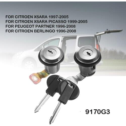 9170G3 252522 LEFT RIGHT DOOR LOCK CYLINDER WITH 2 KEYS FOR CITROEN BERLINGO XSARA PICASSO PEUGEOT PARTNER
