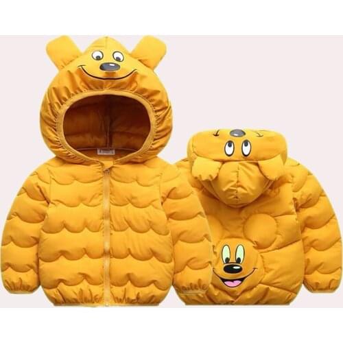 Childrens Outerwear Down Padded Jacket Windbreaker for Boy Ears Winter Thicken Kids Colorful Clothes Coat for Girls Clothing
