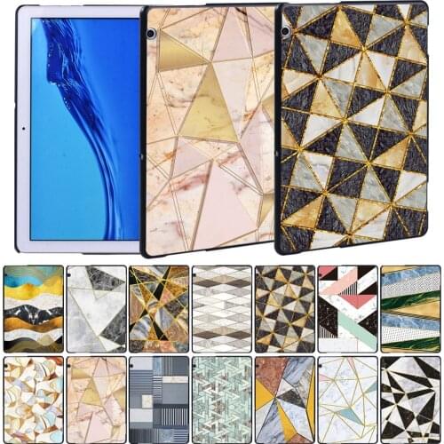 For Huawei MediaPad T3 8.0/MediaPad T5 10 10.1/T3 10 9.6 Inch Geometric Figure Series Slim Back Case + Stylus