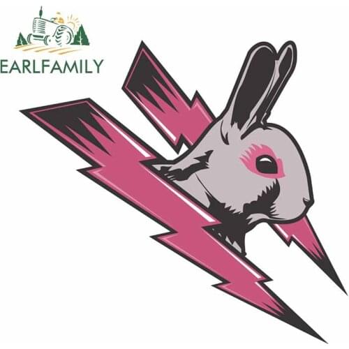 EARLFAMILY 13cm x 12cm for Rabbit Cute Lightning Personality Cartoon Refrigerator Car Stickers Trunk VAN Decal Bumper Graphics