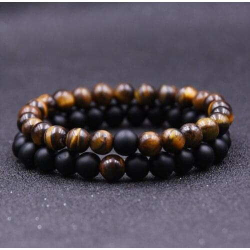 8mm Lava Chakra Bead Elastic Natural Stone Bead Bracelet Frosted Tigers Eye Bracelet for Men and Women браслет мужской #40