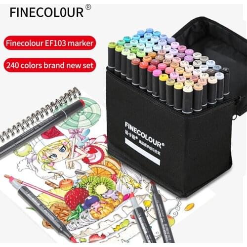 Finecolour EF103 240 Colors Alcohol Based Art Markers Oily Soft Double-Headed Marker Pen Professional Art Painting Supplies Gift