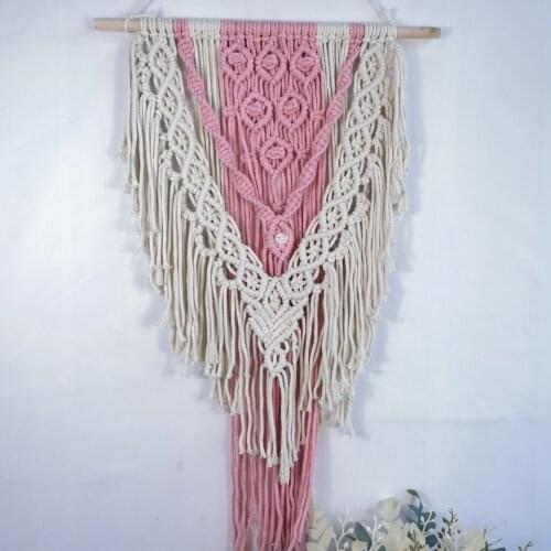 Macrame Tapestry Boho Decoration Nordic Style Hand-woven Tapestry Pink Wall Hanging Bohemian Room Living Room Art Home Decor