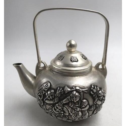 China White copper child teapot crafts statue