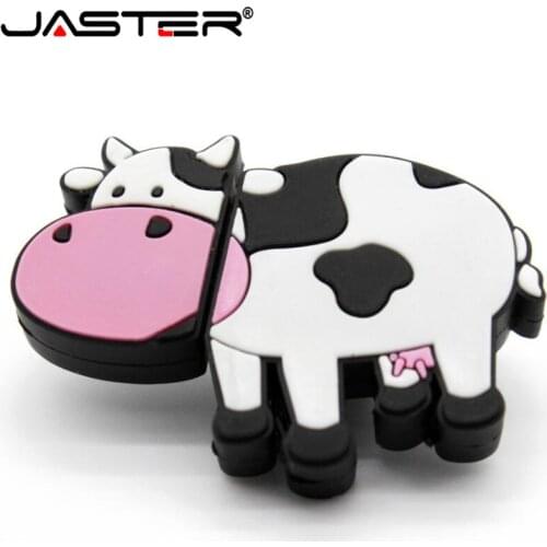 JASTER 100%real capacity cute animal Usb flash drive cow U disk dairy cattle memory Stick pen drive 4GB 16GB 32GB 64GB wholesale