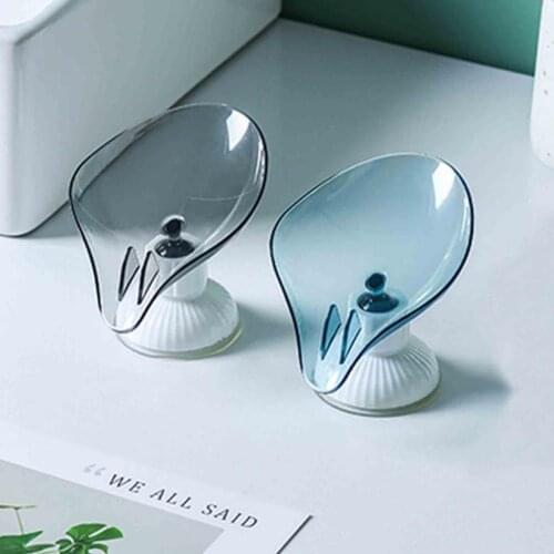 Creative Leaf-Shaped Soap Racks Perforated Free Standing Suction Cup Drain Bathroom Storage Soap Rack Laundry Soap Box