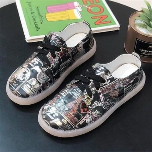 Womens shoes 2021 spring autumn new all-match printing womens casual shoes flat fashion women platform sneakers loafers running