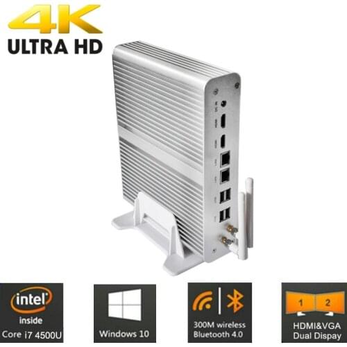 Windows 10 Mini PC with Intel Core i7 4500U/4650U Graphics Iris 6100 4K HDMI VGA 300M Wifi Fanless Pocket PC Barebone Computer