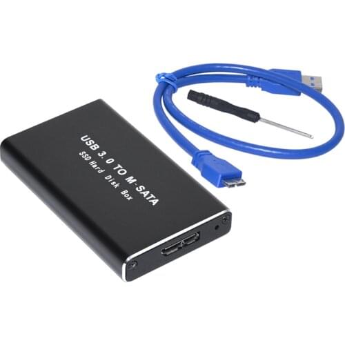 Mini SSD Hard Drive Case USB3.0 to mSATA Adapter Hard Drive Enclosure Aluminum Alloy External Hard Disk Case mSATA to USB3.0 Box