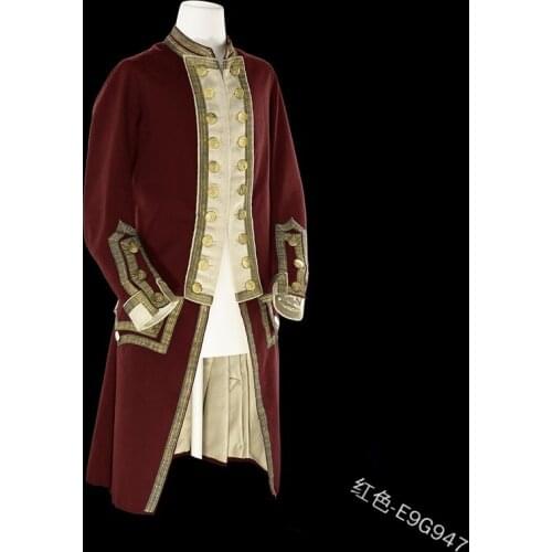 Men Victoria Edwardian Steampunk Trench Coat Frock Outwear Vintage Prince Overcoat Medieval Renaissance Jacket Cosplay Costume