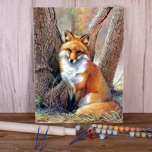 Fox Animal DIY Painting By Numbers Kit Acrylic Paints 50*70 Canvas Painting New Design Crafts Adults Wall Art Wholesale