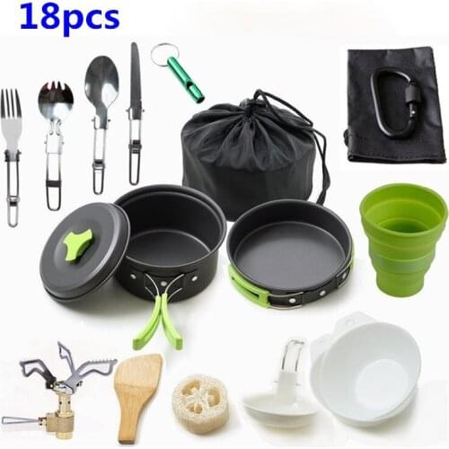 Outdoor Camping Cookware Kit Aluminum Cooking Pots Set Water Kettle Pan Travelling Hiking Picnic Tourist Tableware Equipment