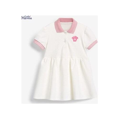 2021 Summer New Kids Dresses for Girls Baby Girls Cute Turn Down Collar Dress Korean Baby Girl Cotton Clothes Kids Casual Dress