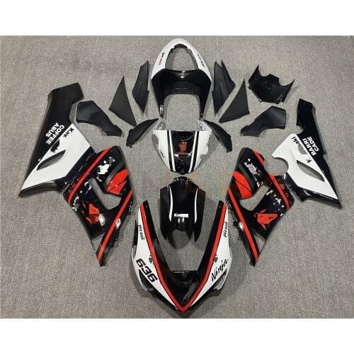 For Kawasaki ZX-6R ZX6R 2005 2006 Motorcycle Body Fairing Kit, Ninja 636 6R 05 06 ABS Injection Black And White Fairing