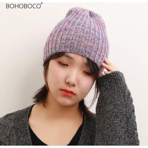 Popular Wool Cashmere Blended Beanie Knitted Hat Wholesale Women Winter