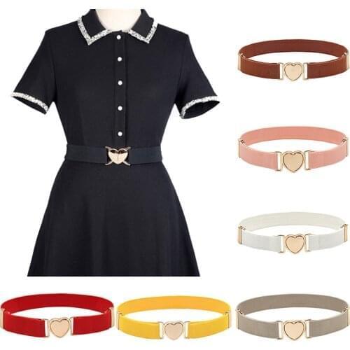 2021 New Style Children Stretch Belts Girls Multicolor Adjustable Elastic Waist Belts with Heart Shape Buckle for Dress Pants