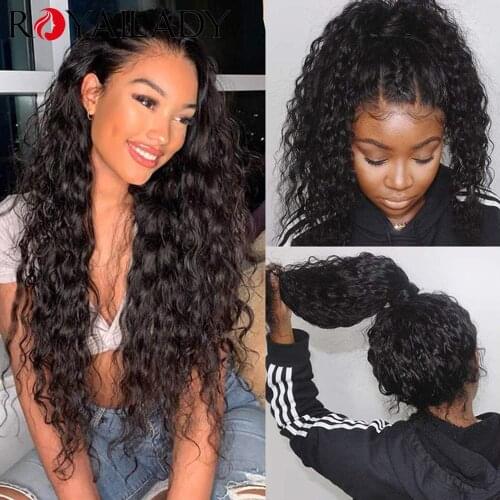 Water Wave Lace Front Wigs Human Hair Brazilian Hair 180% Density 13x4 Lace Part Curly Human Hair Wigs for Women Pre Plucked