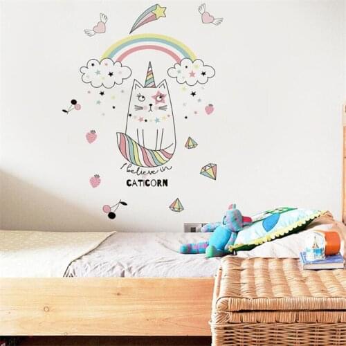 Vivid Cartoon unicorn wall sticker living room bedroom wall decoration wall stickers for kids rooms Princesss room