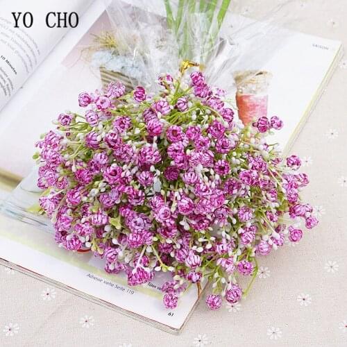 YO CHO Artificial Flower Wedding Bouquets Handmade Babys Breath Bouquets Flower Home Garden Art Hall Decorations Wedding Supply