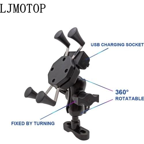 Chargeable Motorcycle GPS Phone holder Wired USB Universal Mount For TRIUMRH AMERICA/LT BONNEVILLE /SE/T100/Black