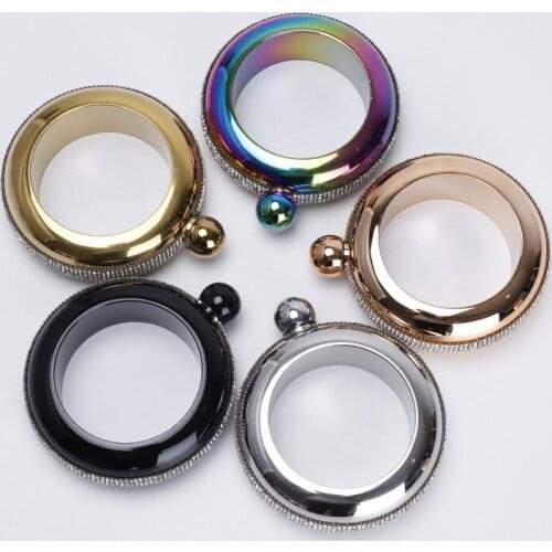 Gold Bracelet Bangle Flask Portable 304 Stainless Steel Handmade Crystal Bracelet Women Party Flask Hidden Liquor Flask 3.5oz