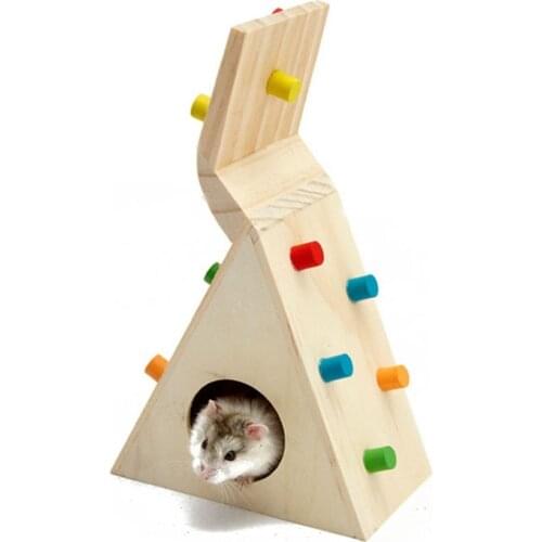 1pc Multi-Function Rat Hamsters Small Pet Toy Play Sport Climbing Cage Nest Natural Wooden Colorful Scaling Ladder