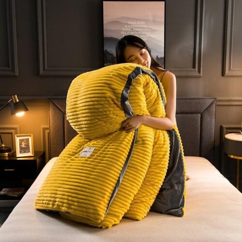 1pc Winter duvet cover warm crystal velvet comfortable cover stripe fleece AB side flannel quilt cover no filling home bedding