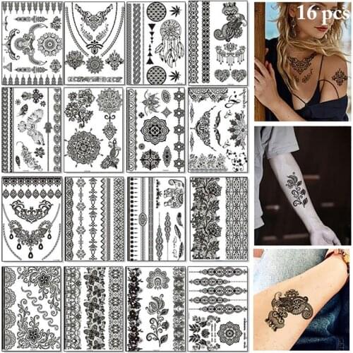 16PCS New Tattoo Sticker Temporary Fake Tattoo Body Art Tattoo Fake Tatoos Waterproof Tattoos for Women and Men Sexy