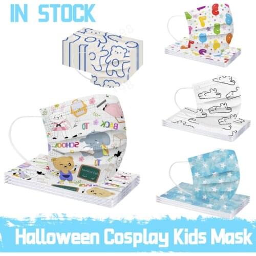 50PC Childrens Halloween Cosplay Mask Kartoon Print For Face Disposable Mondmasker Mascherine Masque Mascarillas Desechables