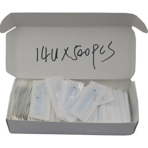 500pcs semi permanent makeup microblading eyebrow u blade white 14 pin manual tattoo eyebrow needle for sale